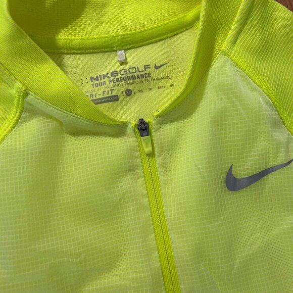 Nike Golf Tour Performance Top Womens XS Neon Yellow Dri Fit Long Sleeve Zip - Picture 3 of 4